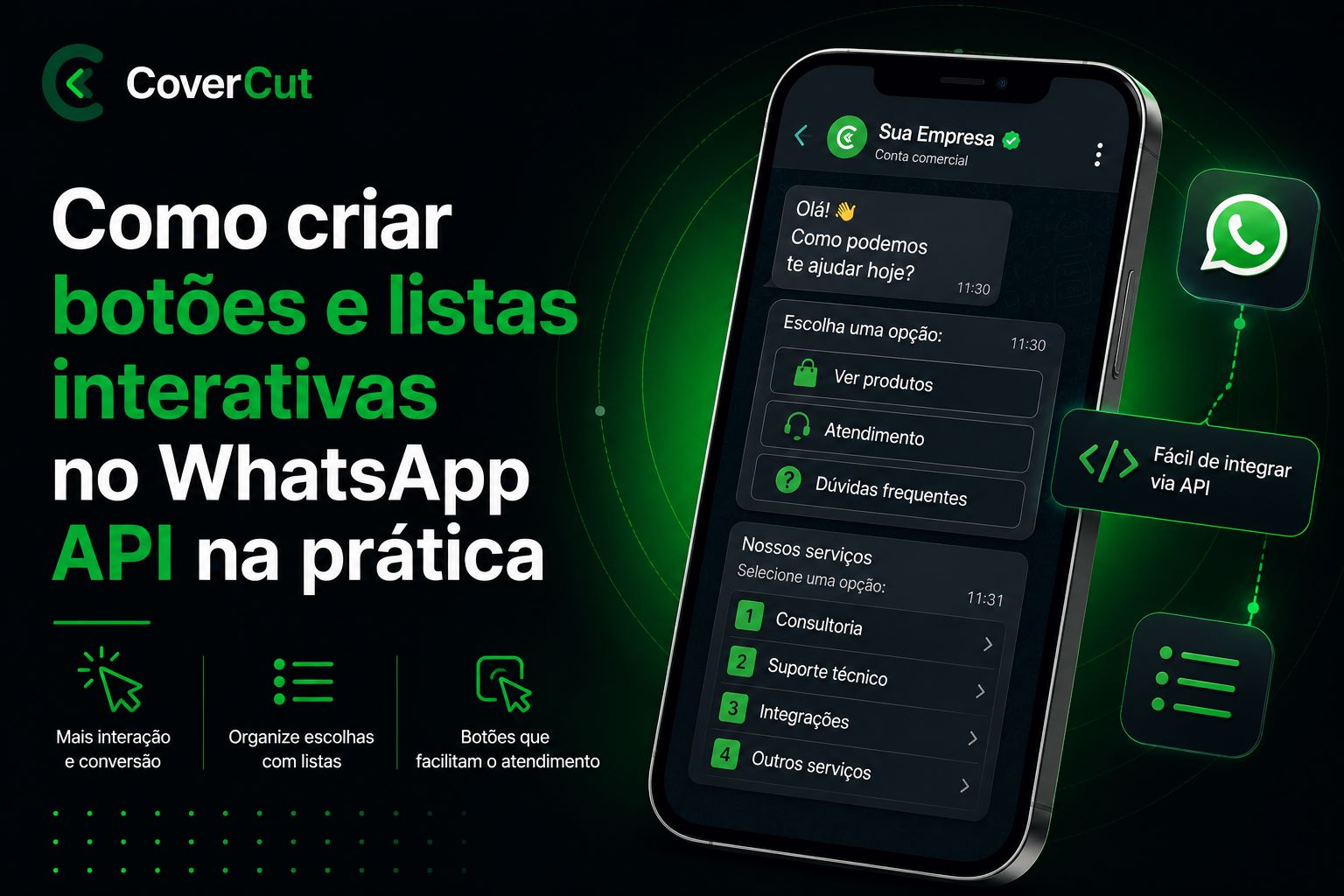 Como criar botões e listas interativas no WhatsApp API na prática
